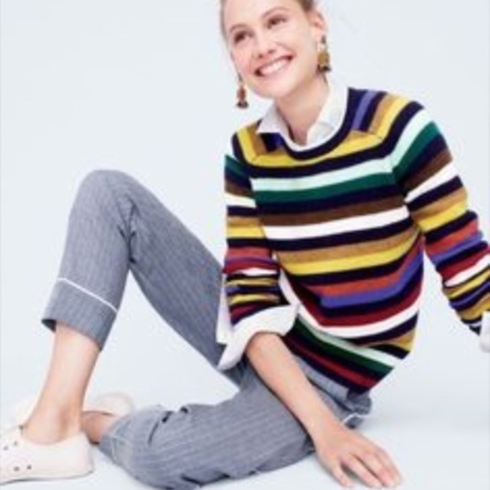 J Crew Striped Wool Sweater NWT Large L F8275